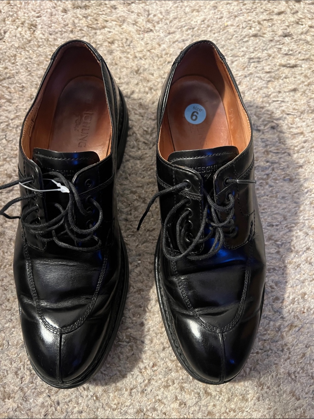 Men's Black Leather Derby Shoes - Size 6